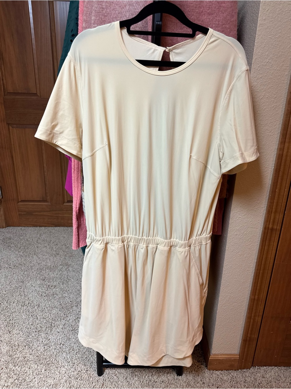 lululemon athletica Cream Short-Sleeve Elastic-Waist Romper